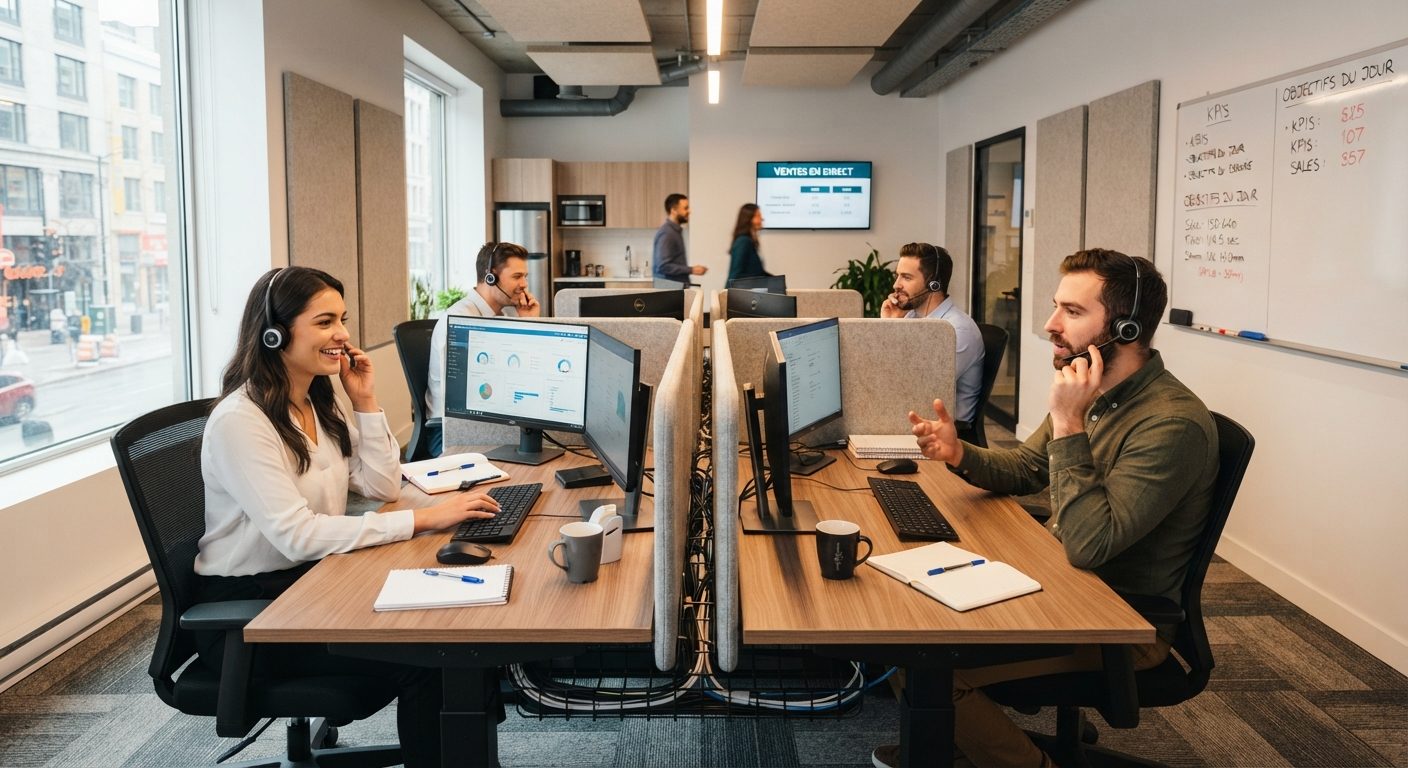 Sales team at work in a shared office